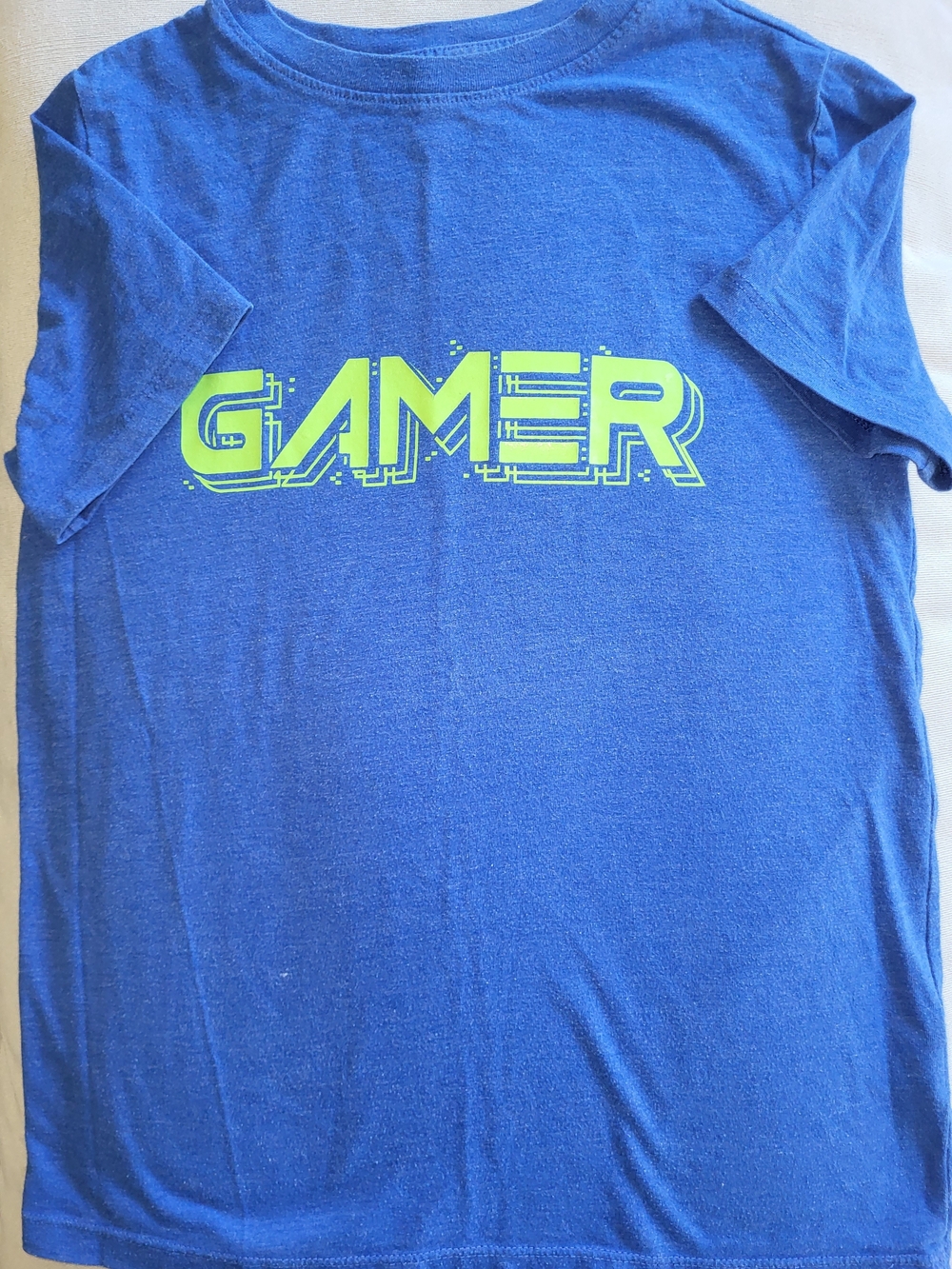 Cat & Jack Blue Tee with Neon Green GAMER Graphic